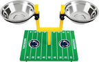 NCAA Penn State Nittany Lions Goalpost Football Field Dog Feeder – Adjustable Elevated Dog Bowls with Stand, 2 Stainless Steel Bowls, Non-Slip Rubber Feet, Raised Pet Feeder for Large & Small Dogs