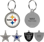 Pittsburgh Steelers Engraving Pet ID Tags in 32 Team Logo Shapes - Personalized Dog & Cat Tags with 3 Lines of Customizable Text for Tracking & Safety - Stainless Steel