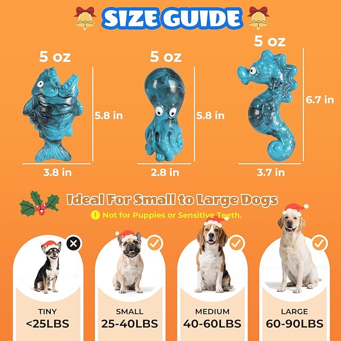 Dog Toys for Aggressive Chewers: Gift Box with 3 Pack Indestructible Dog Toy, Bacon Flavored Big Tough Chew Bones for Medium Large Breed 25-90lbs to Keep Them Busy, Birthday Holiday Dog Gift