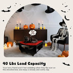 Halloween Gothic Cat Bed with Bat Design, Wooden Elevated Cat Beds with Sisal Scratching Mat, Cats Scratcher Bed with Removable Fluffy Cushion, Raised Pet Bed for Large Cats, 22" L x 17.7" W, Black