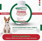 Cranberry D-Mannose for Dogs and Cats Urinary Tract Infection Support Prevents and Eliminates UTI, Bladder Infection Kidney Support, Antioxidant (Double Strength Tablet, 150 Count)