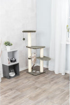 TRIXIE Altea Cat Tree, Tall Scratching Posts, 3 Elevated Platforms, Dangling Cat Toy, Cat Playground, Platinum Gray