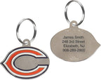 NFL Chicago Bears Engraving Pet ID Tags in 32 Team Logo Shapes Personalized Dog Tags and Cat Tags with 3 Lines of Customizable Text for Tracking & Safety. Stainless Steel Pet ID Tracking Tags