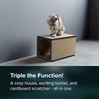 Cat Scratcher Tunnel, cardboard cat house, scratching post for Indoor cats, 360 degree comfort, durable design, odor-free, easy assembly, perfect for playful kittens and adult cats, blackwood