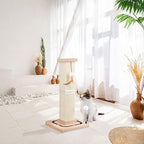 27" Cat Scratching Post, Sisal Cat Scratcher with Interactive Track Balls and Hanging Balls, Vertical Scratching Posts for Indoor Cats and Kittens