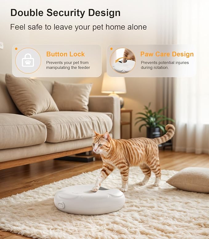 Casfuy Automatic Cat Feeder Cordless - Automatic Cat Food Dispenser for Wet Moist Food with 4 Ice Packs Rechargeable Auto Feeder for Cats Small Dogs with Programmable Timer Low Battery Indicator