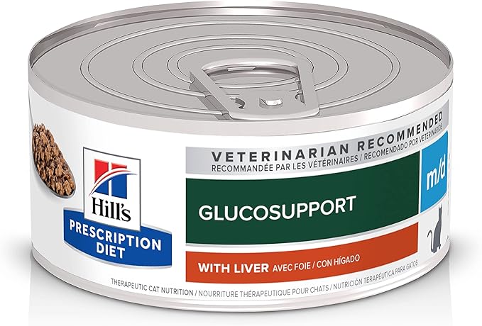 Hill's Prescription Diet m/d GlucoSupport with Liver Flavor Canned Cat Food, Veterinary Diet, 5.5 Ounce (Pack of 24)