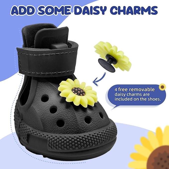 Lukovee Dog Shoes for Hot Pavement - Breathable Non Slip Dog Sandals with Reflective Stripes, Easy ON & Off, Easy-Clean Summer Outdoor Pet Boots for Small Medium Large Dogs (Black, Size 8)