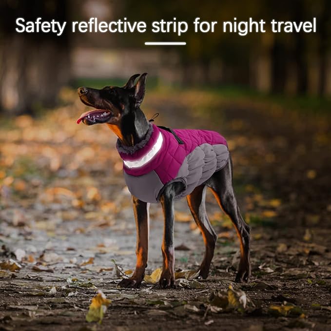Dog Winter Jacket Cozy Reflective Waterproof Windproof Warm Pet Garment,Comfortable Cold Weather Fleece Apparel Outfits with Zipper Closure for Small Medium Large Dogs Puppy Walking,X-Small