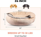 GASUR Dog Beds for Small Medium Dogs with Hooded Blanket, Cozy Cuddler Luxury Puppy Pet Bed with Blanket Attached, Donut Round Calming Anti-Anxiety Dog Burrow Cave Bed, Machine Washable 26 inch