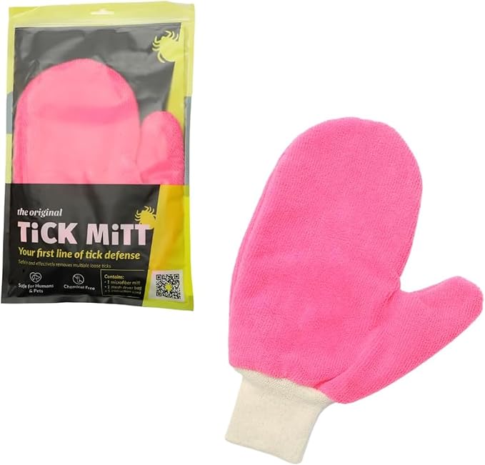 TiCK MiTT Pink Tick Removal Glove for Pets & People: Gently Remove Ticks with Ease - Chemical-Free, Durable, Portable Tick Management Tool for Outdoor Adventures & Everyday Use