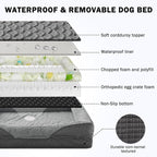 INVENHO Orthopedic Dog Bed Medium Size, Egg-Crate Memory Foam Dog Couch Bed with Washable Removable Cover, Waterproof Lining and Nonskid Bottom
