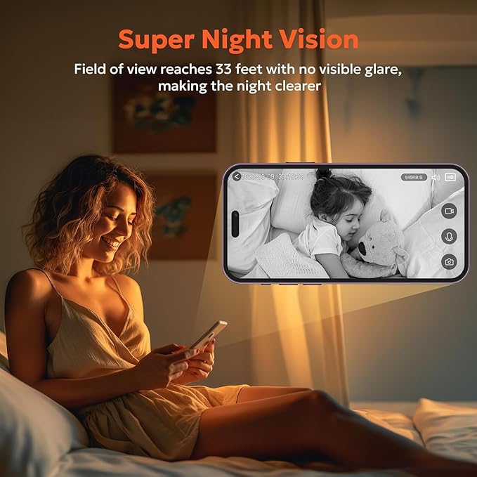 owltron Indoor Security Camera, 2K Cameras for Home Security with Motion Detection, Pet Cam & Baby Monitor with Night Vision, 2.4 GHz WiFi Two-Way Talk, Cloud/SD Storage, Works with Alexa