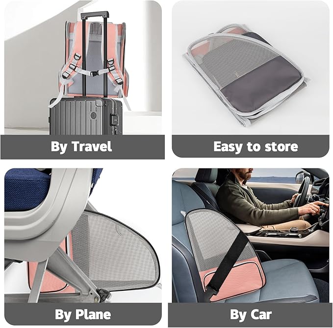 Cat Backpack Carrier,Pet Carrier Airline Approved for Small Dog Cat Puppy Kitten Bunny,Ventilated Mesh Design Animal Backpack for Hiking Camping Travel Bag (Pink)