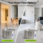 Large Dog Water Fountain, Petsamuse 11L/2.8Gal Automatic Circulating Stainless Steel Water Bowl Dispenser with 15 Replacement Filters, 2 Ultra Quiet Pumps, 2 Spray Modes and a Brush for Multi-Pet
