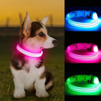 LED Dog Collar - Light Up, Adjustable, Rechargeable, Waterproof - Night Walking, Glow in Dark - Small, Pink