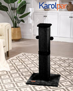 Cat Scratching Post, 33Inch Tall Cat Scratch Post for Indoor Cats Adults and Kitten, Sisal Cat Scratcher with Hanging Balls (Black)