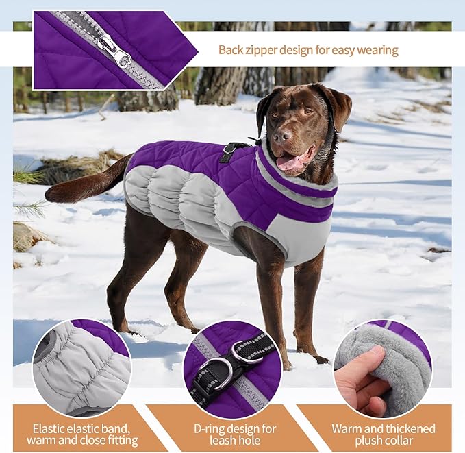 Dog Winter Jacket Cozy Reflective Waterproof Windproof Warm Pet Garment,Comfortable Cold Weather Fleece Apparel Outfits with Zipper Closure for Small Medium Large Dogs Puppy Walking,X-Small
