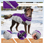 Large Dog Coat, XXLarge Dog Winter Coat, Waterproof Pet Jacket with Back Zipper,Extra Large Pet Coats, Warm Fleece Jacket with D-Ring, Windproof Winter Clothes Golden Retriever,Purple,XXL