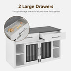 Lovupet Wooden Dog Crate Furniture, Pet House End Table with Large Drawers, Pet Crate for Small/Medium Dogs 1858 (White and Grey)