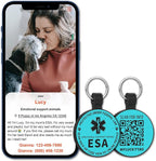 MYLUCKYTAG QR Code ESA Emotional Support Dog ID Tag - Pet Online Profile - Scan QR Receive Instant Pet Location Alert Email