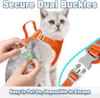 Cat Harness and Leash Set Escape Proof for Kitten Walking, Soft Adjustable Top Handle Vest Harnesses for Cats, Easy Control Breathable Reflective Small Medium Large, Orange, XS