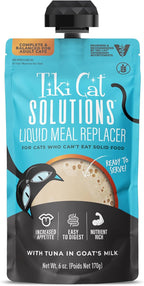 Tiki Cat Solutions Liquid Meal Replacer Wet Cat Food, Tuna in Goat's Milk, 6 oz. Spout Pouch (6 Count)