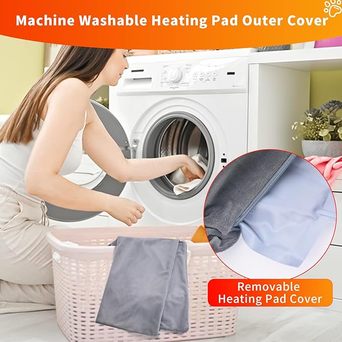 Dog Heating Pad, Waterproof Pet Heating Pad for Cats Dogs with 12H Timer & 9-Adjustable Temperature, Heated Dog Pad, Pet Heater Warmer for Cat Dog House Whelping Box Outdoor Indoor (18x18 Inches)