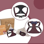 Puppytie No Pull Dog Harness with Multifunction Dog Leash,Soft Adjustable No Choke Escape Proof Pet Harness Vest for Medium Dogs,Plaid deep red,M