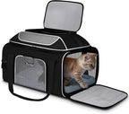 Petskd Top-Expandable Pet Carrier 19x13x9 Inches Southwest Allegiant Airlines Approved, Soft-Sided Carrier for Small Dog Under 12 lbs and Large Cat Under 15 lbs(Black)