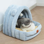 Cat Bed for Indoor Cats, Cat Cave with Reversible Cushion Pillow for All Season, Cat Beds for Indoor Cats, Kitty and Small Dogs, Soft Premium Cotton Cat Bed with Anti-Slip Bottom
