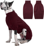 IECOii Great Dane Sweater,5XL Extra Large Sweater for Giant Breed Dogs in Winter,Turtleneck Cold Weather Knit Clothes,Machine Washable,Elastic Pullover for Saint Bernard,Mastiff (Burgundy,XXXXXL)