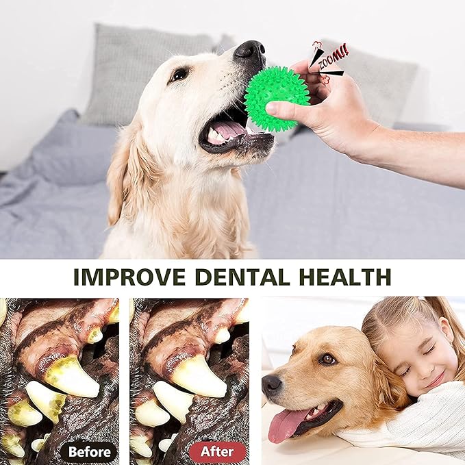 petizer 6 Pack 3.5” Squeaky Dog Toy Balls, Floating Pool Balls, Spiky Dog Balls, Durable Interactive Fetch Toys for Puppy, Dog Chew Toys for Teething (3.5", Medium/Large)