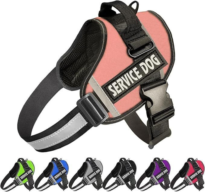 JSXD Dog Harness,No-Pull Service Dog Harness with Handle Adjustable Outdoor Pet Dog Vest 3M Reflective Nylon Material Vest for Breeds,Easy Control for Small Medium Large Dogs