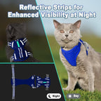 Cat Harness and Leash Set Escape Proof for Kitten Walking, Soft Adjustable Top Handle Vest Harnesses for Cats, Easy Control Breathable Reflective Small Medium Large, Sapphire Blue,M