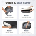 Donut Dog Bed for Small Dogs, 28" Orthopedic Pet Sofa with Egg Crate Foam, Washable Cover & Non-Slip Bottom, Cozy Cat Couch with Bolstered Sides, Grey (28")