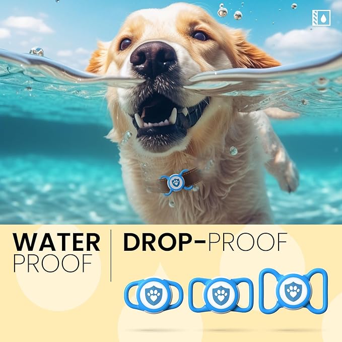 Waterproof AirTag Dog Collar Holder for Apple Tracker Blue