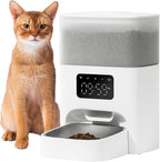 PET MARVEL Automatic Cat Feeder Keep Freshness for 30 Days, Timed Cat Dry Food Dispenser 4.4L, Programable 1-8 Meals Up to 6 Portion Smart Control with LED Display White Visable Semi-Transparent Tank