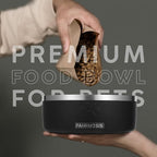 64 OZ Dog Bowl with Slow Feeder Insert Stainless Steel Pet Water Bowl for Medium & Large Breed Non Slip Rubber Base & Plastic Puzzle Feeder - Black