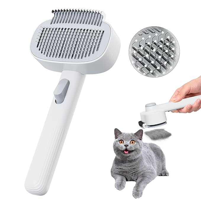 2-in-1 Pet Deshedding Brush Cat Dematting Comb for Indoor Cats and Dogs Comb for Shedding Long & Short Hair Gentle Massage Grooming Tool Easy to Remove Loose Undercoat,Matted Fur & Tangles