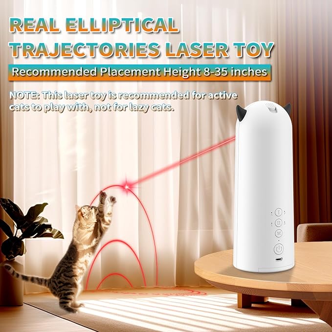 Laser Cat Toys for Indoor Cats, [2025 Newly Upgraded] Real Trajectory Motion Activated Cat Toy, Automatic Laser Pointer Interactive Automated Cat Toys for for Bored Indoor Adult Cats/Dogs/Kittenes