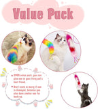 2 Pack Cat Wand Toy, Rainbow Cat Feather Toys with Bells, Teaser Wand with Soft Furry Tail, Interactive Toys for Indoor Cats & Kitten & Kitty