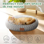 Cat Bed, 20In Dog Beds for Small Dogs, Calming Cat & Dog Beds for Indoor Pets, Pet Beds Comfortable Donut Round Ultra Soft (Grey Pattern, 20.0" L x 20.0" W x 6.5" Th)