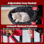 Taoqimiao Gothic Cat Tree 71-Inch, Cat Tower for Indoor Cats Large Adult, Multi-Level Large Cat Condo, 8 Sisal Scratching Posts, Metal Frame Cozy Hammock, Scratch Board, 2 Top Perches, MS026LBR