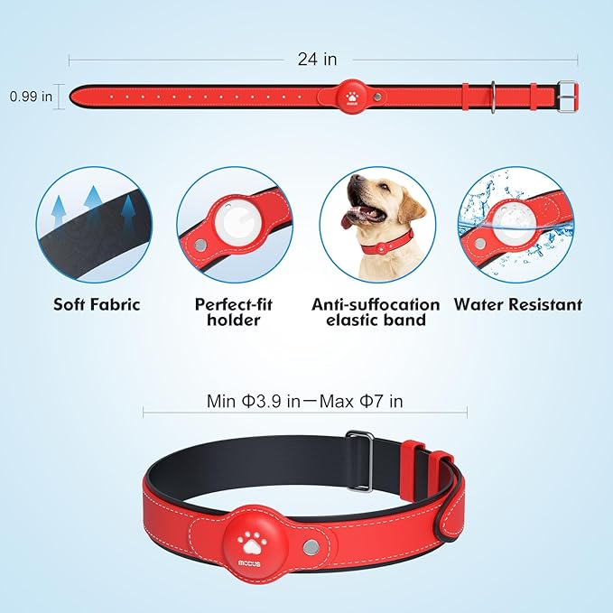 GPS Tracker for Dogs, 2 in 1 Pet Tracking Smart Collar (Only iOS), No Monthly Fee GPS Tracker Dog Collar, Real-time Location Comfortable PU Tracker Tag for Small, Medium Large Dogs(Locator Included)