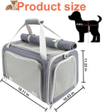 Texsens Pet Carrier - Soft Sided Cat Carrier for Small/Medium/Large Cats & Puppies Up to 16 lbs - Collapsible Cat Bag for Outdoor Travel - TSA Airline Approved with Privacy Protection (Grey)