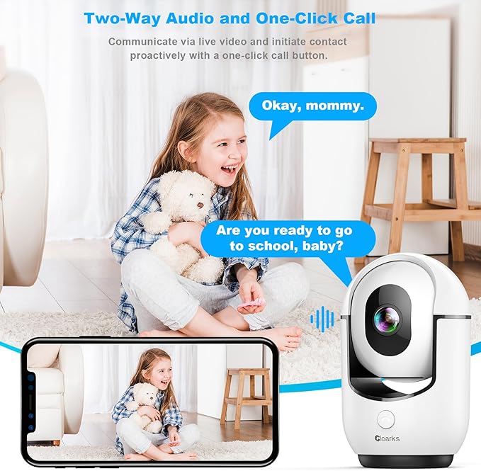 2K Pan/Tilt Security Camera, WiFi Indoor Camera for Home Security with AI Motion Detection, Baby/Pet Camera with Phone App, Color Night Vision, 2-Way Audio, 24/7, Siren, TF/Cloud Storage
