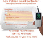 Fluffy Heated Cat Bed Indoor w/ 12V Electric Heating Pad, Thermal Warming Heated Pet Bed with Adjustable Temperature & Timer