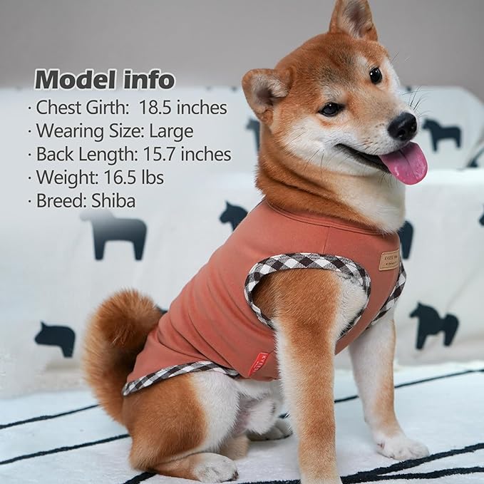 KYEESE 2Pack Dog Shirt Stretchy Dog T Shirt Stretchy Dogs Clothes Vest Soft Fleece Pet Coats Lightweight Pets Sweatshirt Sleeveless Pets Sweater Pet Shirt for Small Dogs,Brown+Khaki,XL