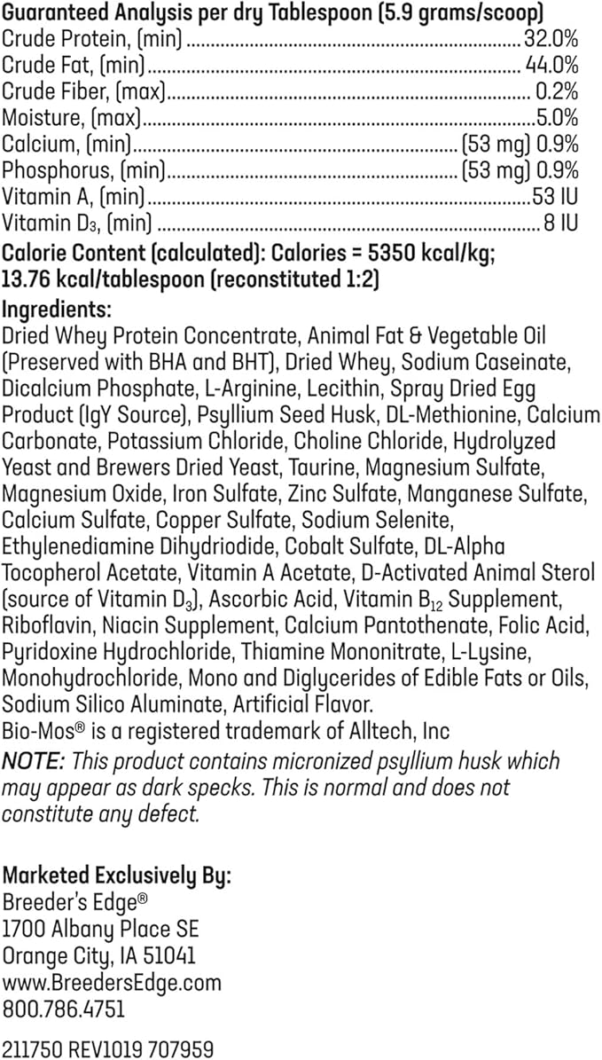 Breeder's Edge Foster Care GM - Goat Milk Based Powdered Milk Replacer - Puppies , Kittens , Cats & Dogs Formula - Easy Digestion - 5 lb